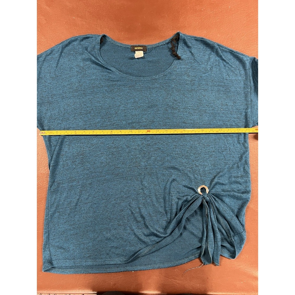 Espresso Womens Size XL Polyester‎ Blouse Teal Ruching On Sides 3/4 Sleeve - Picture 6 of 6